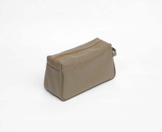 Kulturtasche FIRST CLASS in Beige aus edlem Madras-Leder in der Größe Small - Seitenansicht