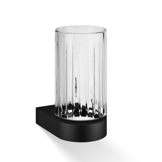 Brass and Crystal glass Wall Mounted Tumbler in Black matt by Decor Walther from the Century series